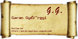 Garan Györgyi névjegykártya
